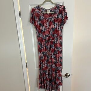 Knox Rose Red and Gray Flutter Sleeve V-Neck Sundress